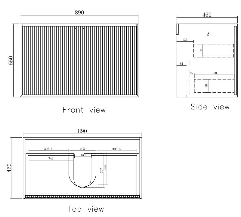 Marlo Vanity 900mm - Matte Black drawing