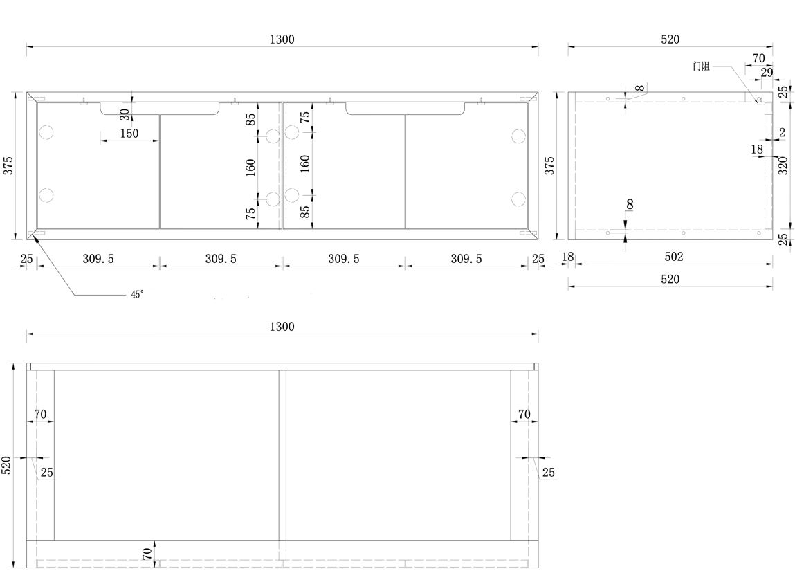 Wall hung vanities drawing details