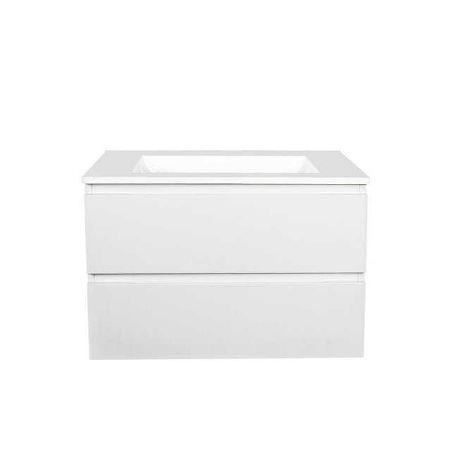 Gwen Wall Hung Vanity (with Drawers) 600mm - White front view