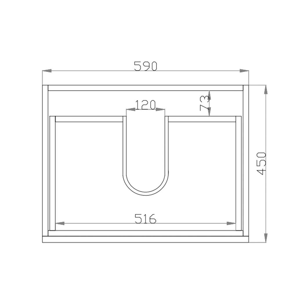Gwen Wall Hung Vanity (with Drawers) 600mm - White drawing details