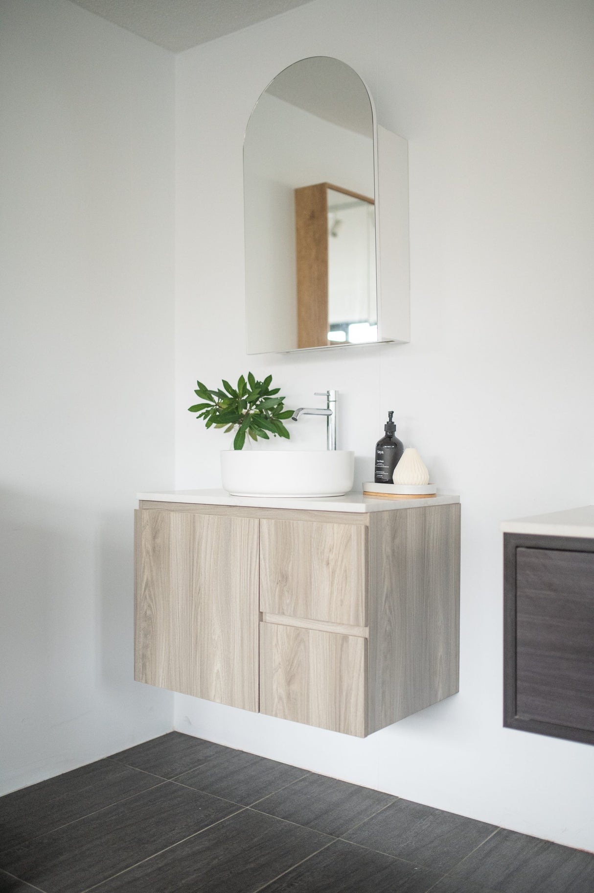 side view shaving cabinet and Expression Vanity 750mm - Wood