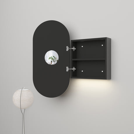 Open Paolo Pill Shaving Cabinet (Black) 800 x 400mm