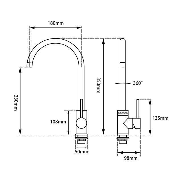 Pentro Standard Kitchen Mixer drawing details