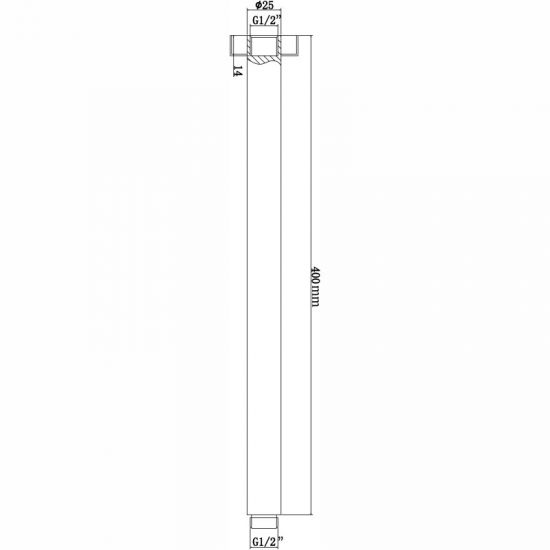 Pentro Ceiling Shower Arm 400mm drawing details
