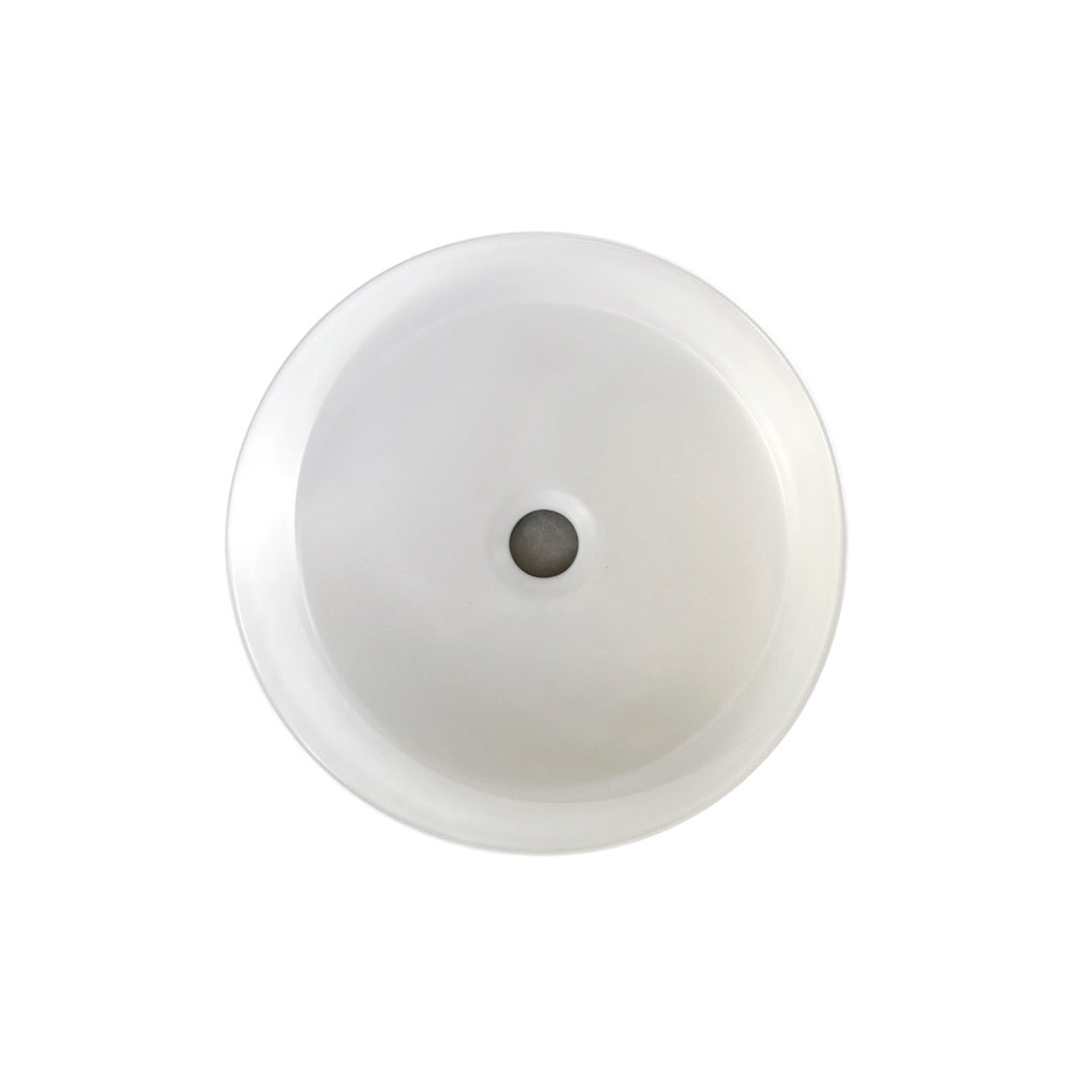 Round Ceramic Counter Top Basin 360mm - Matte White top view