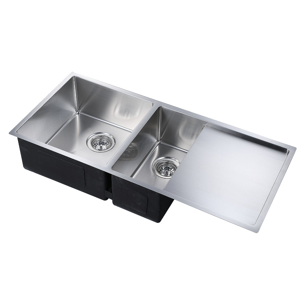 Zen Hand Made 1.5 Bowl Kitchen Sink with Drainer - Over/Undermount