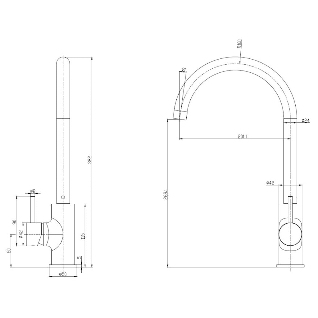 SYDNEY Kitchen Mixer Black drawing