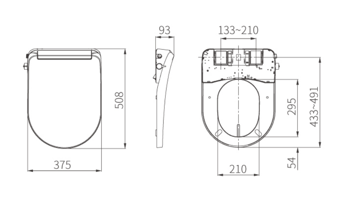 Smart Toilet Bidet Seat (With Remote Control) drawing details