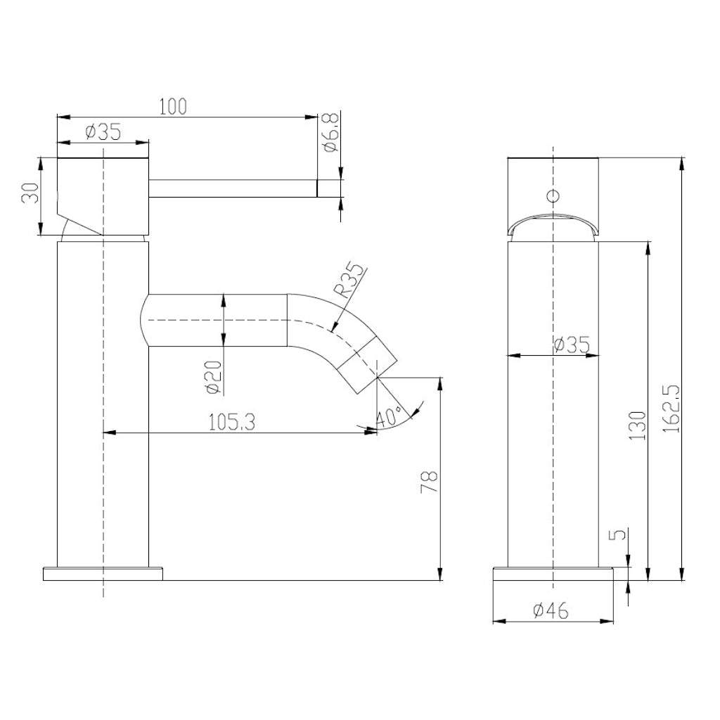 SYDNEY Basin Mixer Black drawing