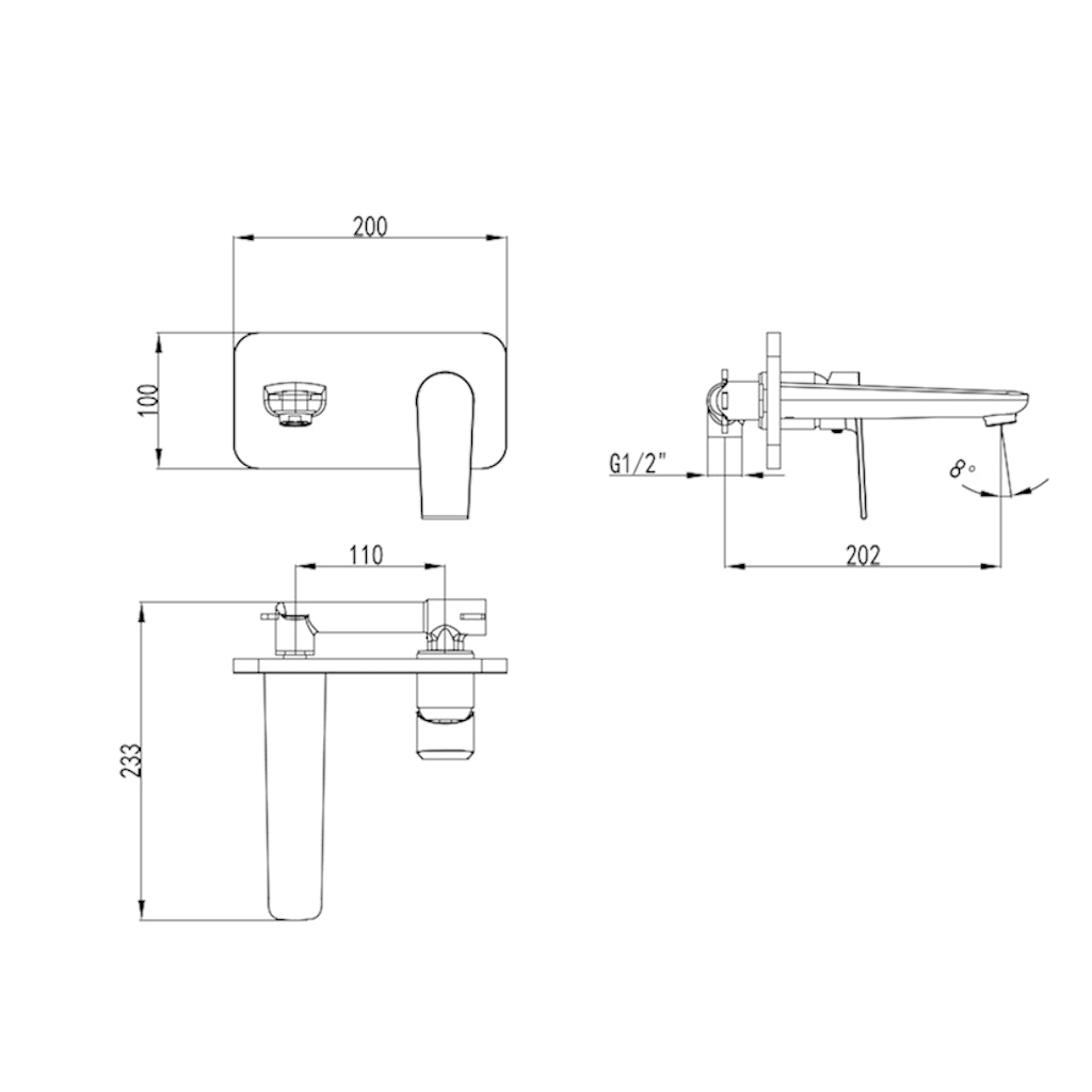 HALE Basin/Bath Mixer Black drawing
