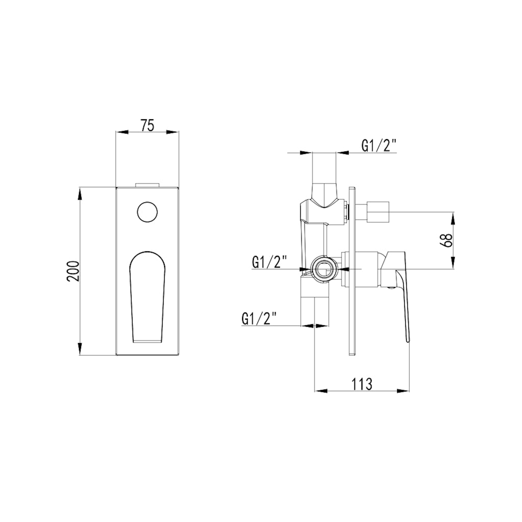 HALE Shower/Wall Diverter Mixer drawing