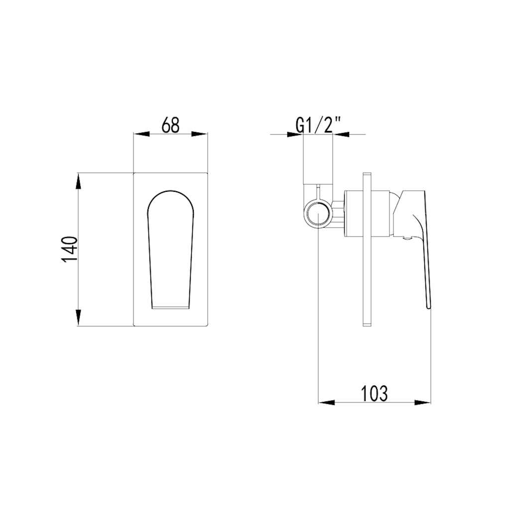 HALE Shower/Wall Mixer - drawing