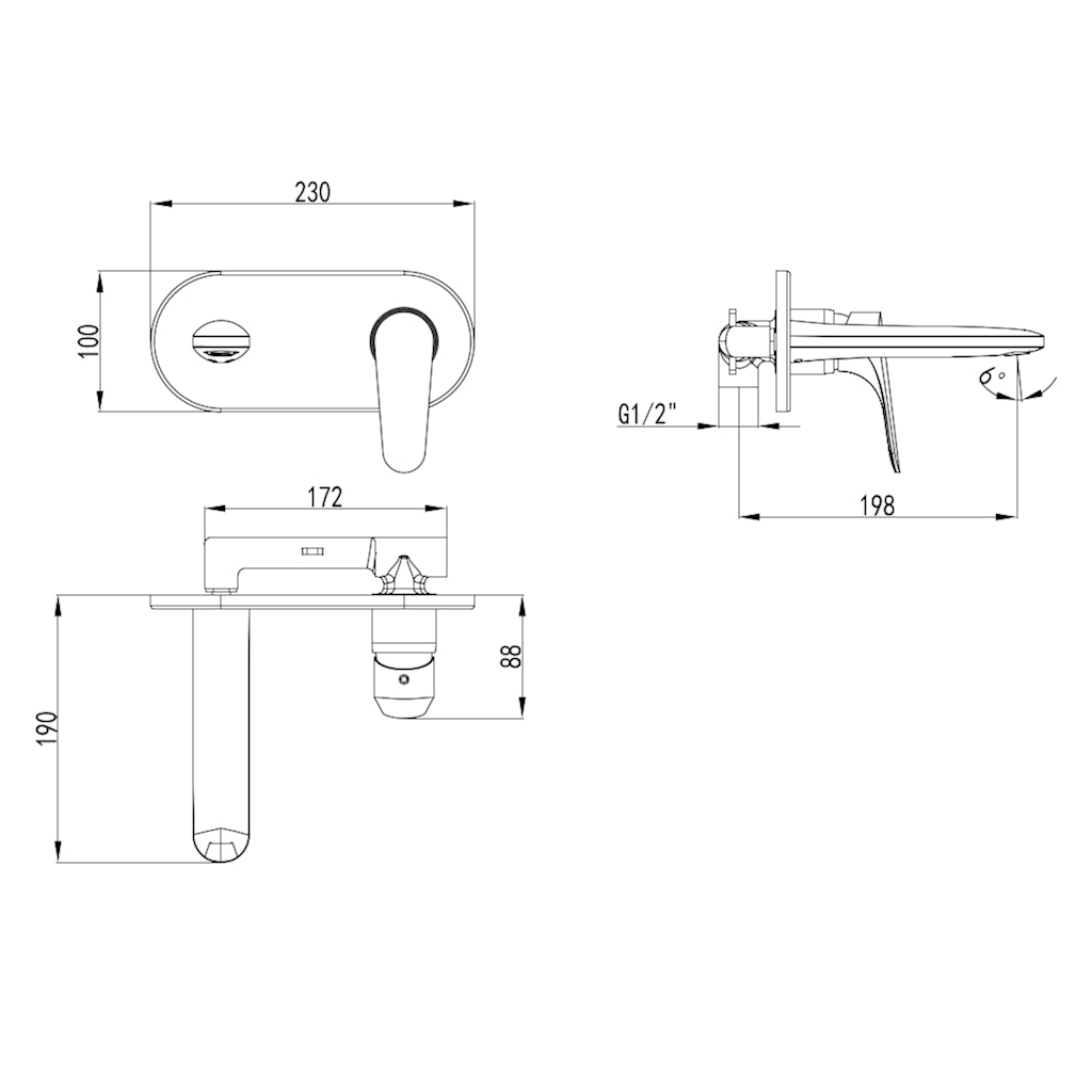 TIMO Basin/Bath Mixer drawing details