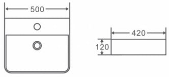 Drawing details of alex rectangle basin 500 mm