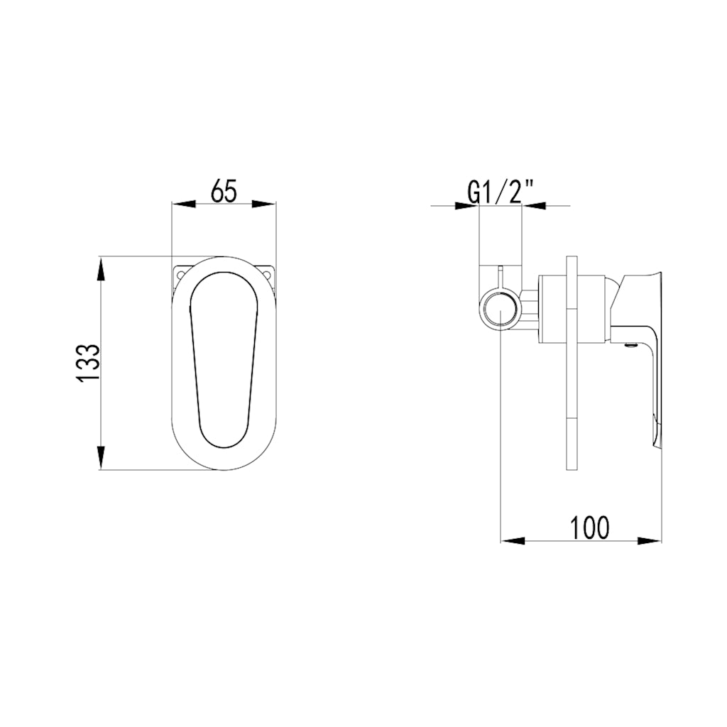 MIA Shower/Wall Mixer Black drawing