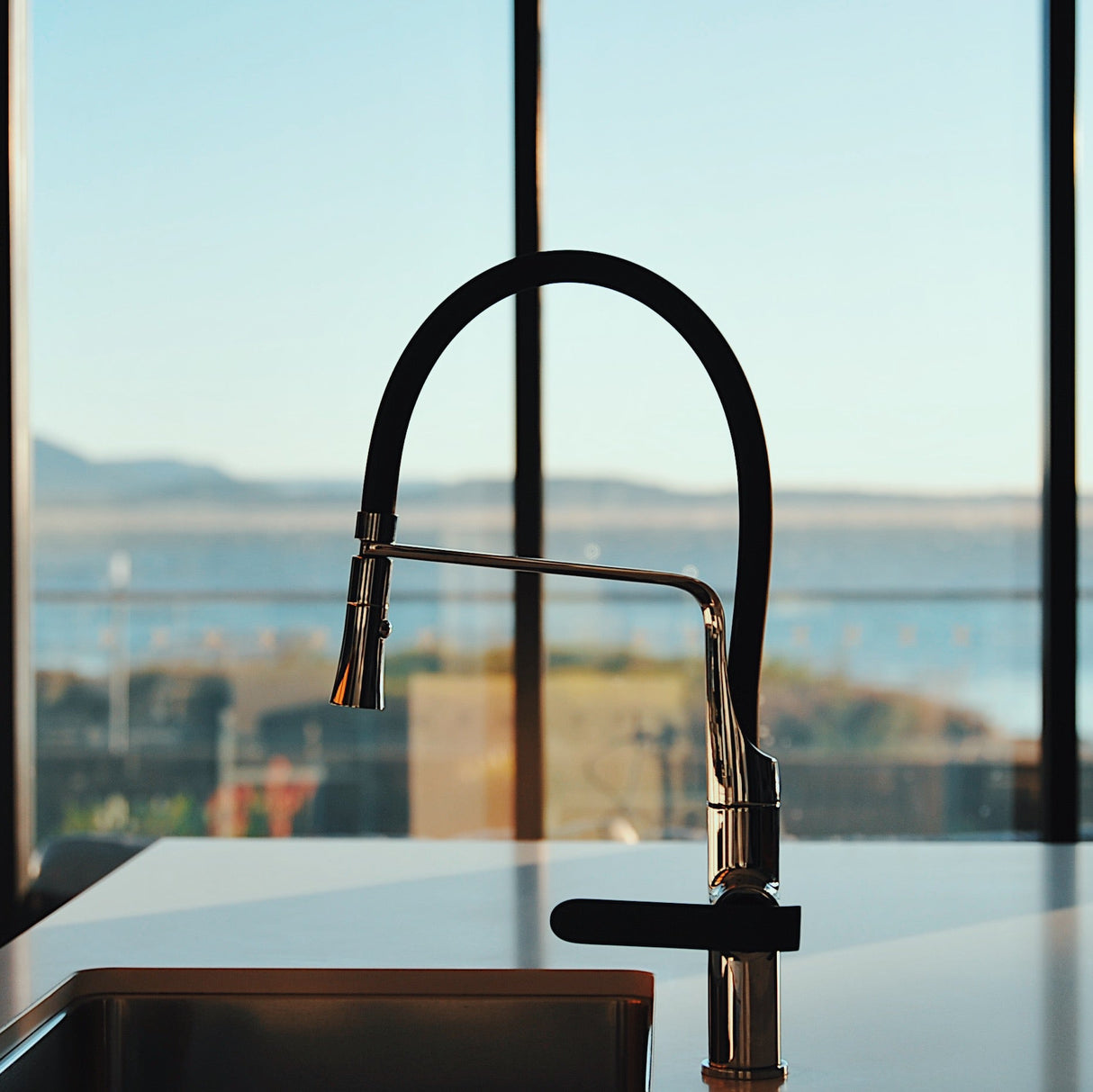 bathroom sink with Cado Pull Out Sink Mixer Chrome & Black