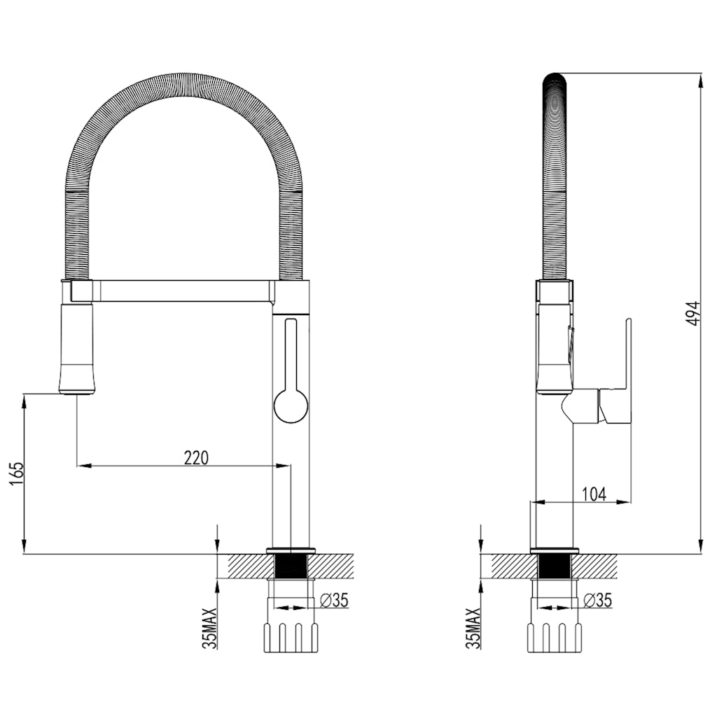Vesta Sink Mixer Chrome (Pull Out) drawing details