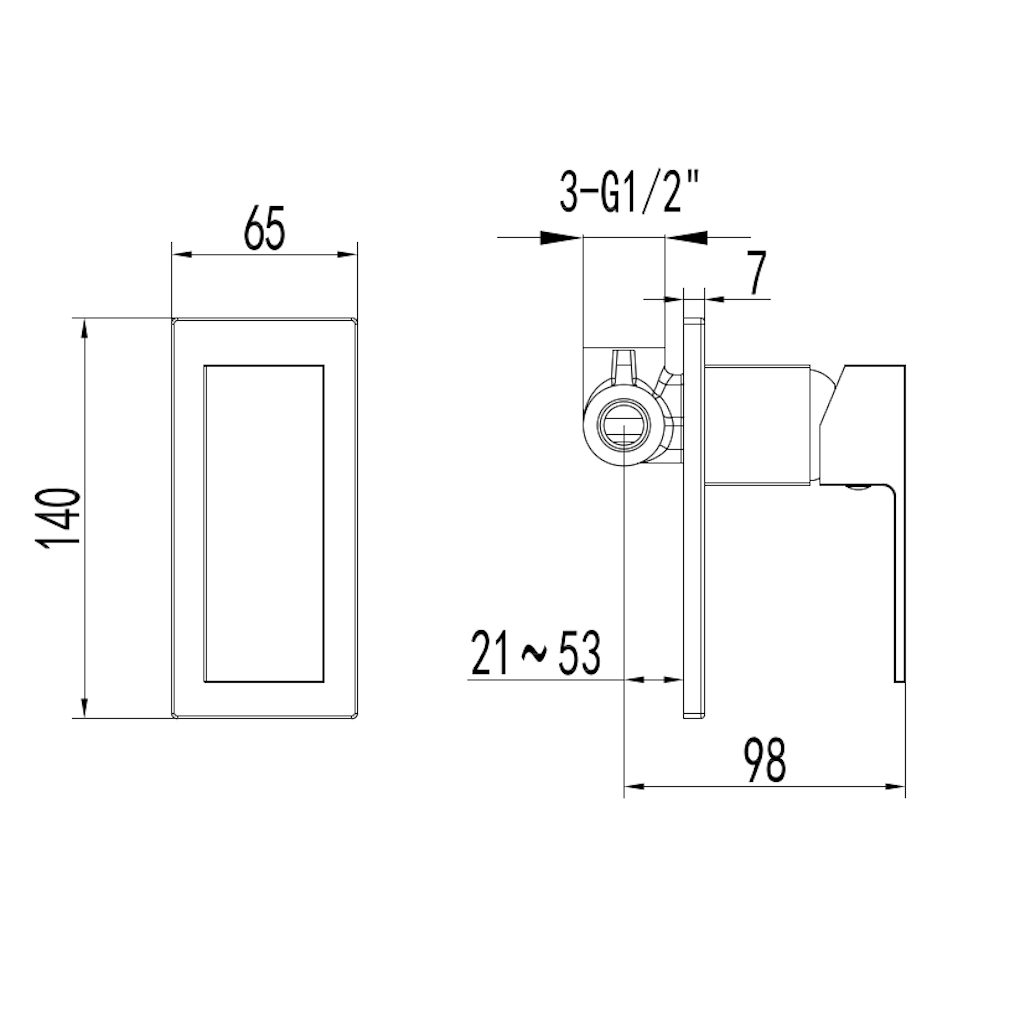 DOLPHIN Shower/Wall Mixer Chrome drawing