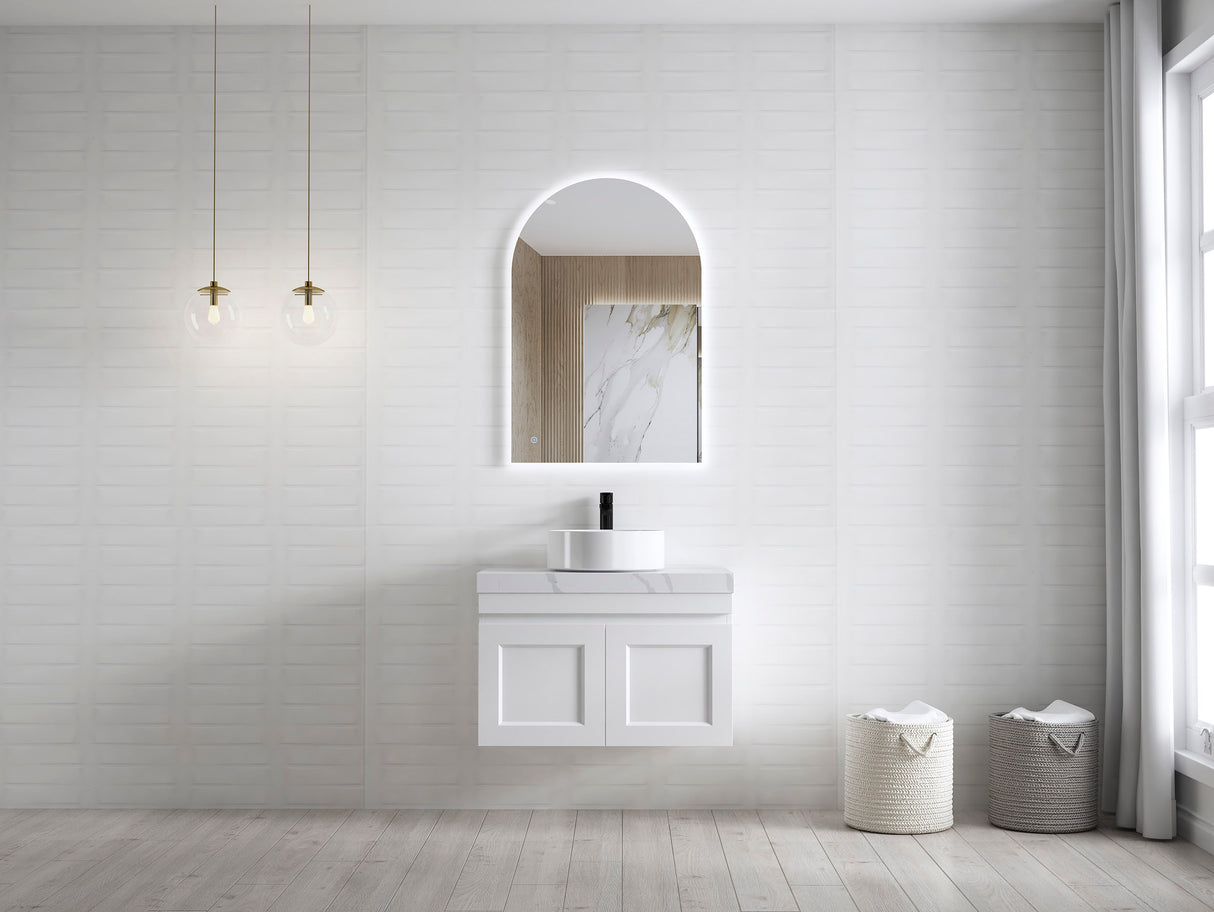 Bathroom mirror and wall hung Hampton MKII Vanity 750mm - Matte White