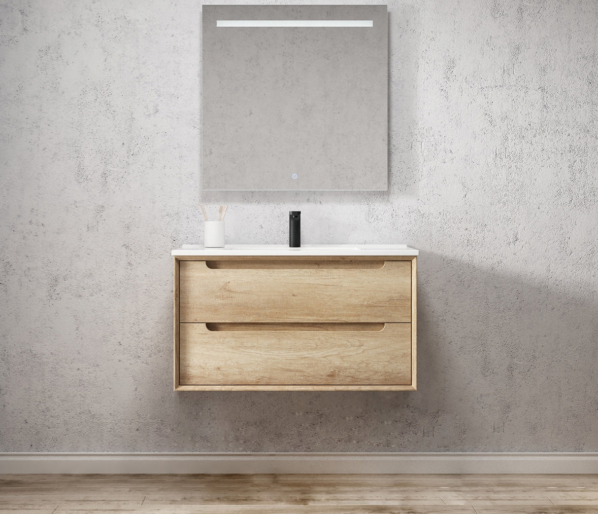 Wall hung Byron Vanity 900mm - Wood Grain Oak