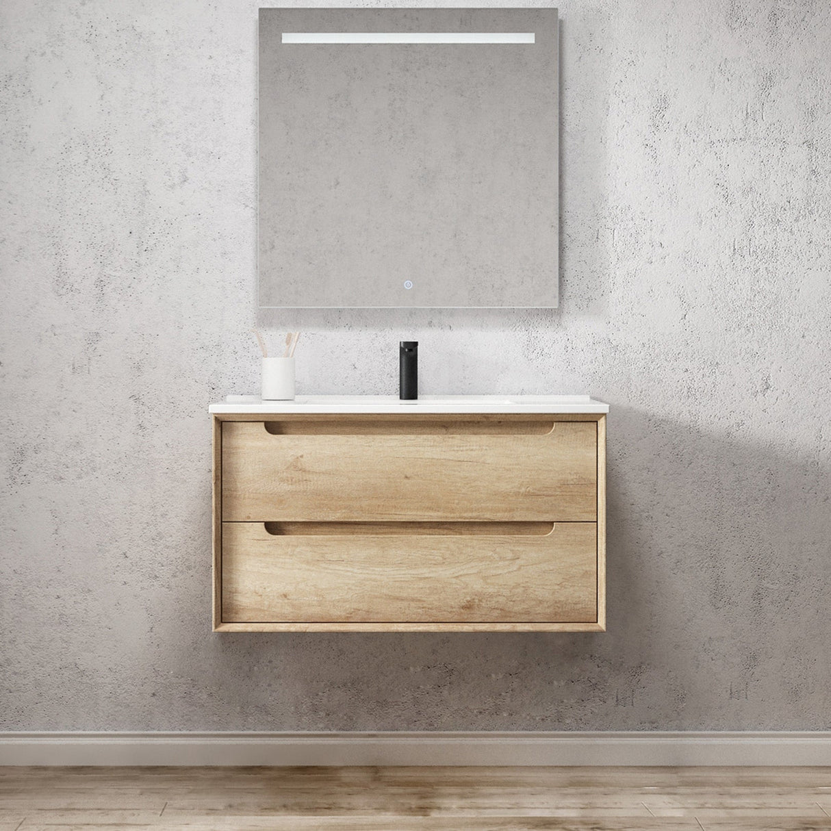 Wall hung Byron Vanity 900mm - Wood Grain Oak
