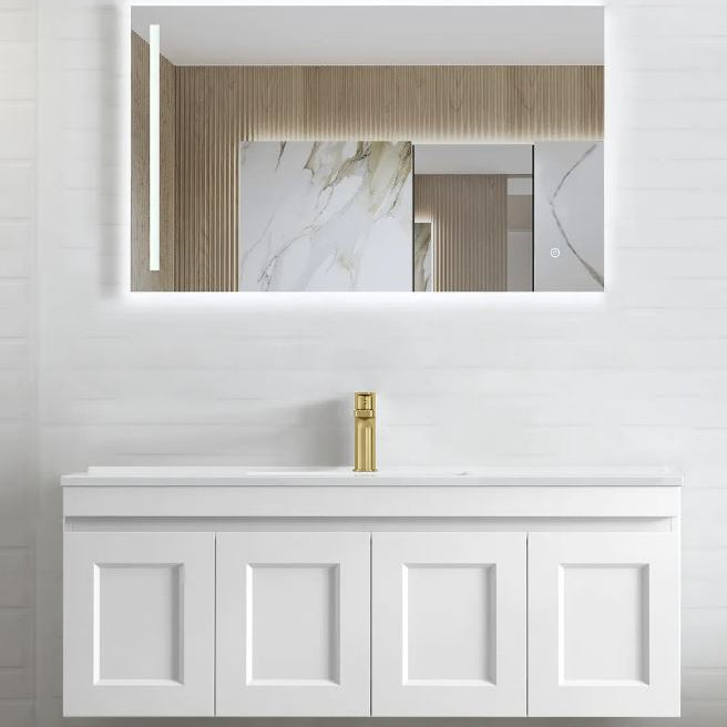 bathroom with mirror and Hampton MKII Vanity 1200mm - Matte White