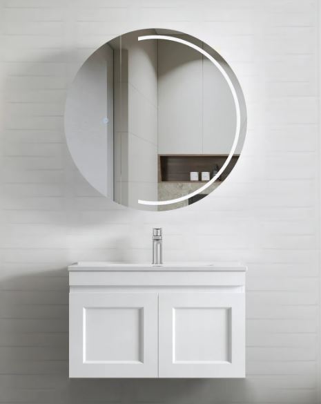 Bathroom mirror and wall hung Hampton MKII Vanity 750mm - Matte White