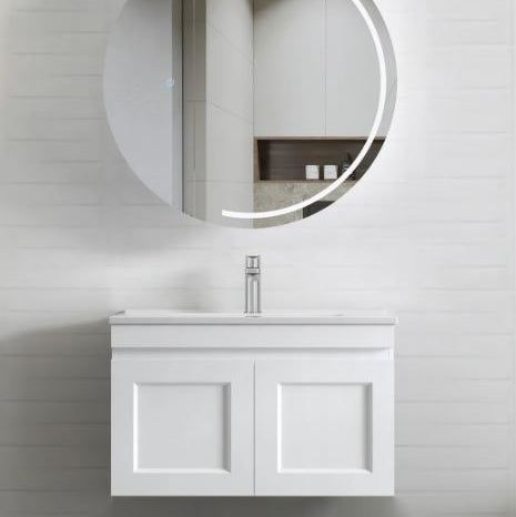Bathroom mirror and wall hung Hampton MKII Vanity 750mm - Matte White