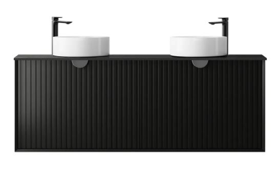 Marlo Vanity 1500mm - Matte Black with black faucet and white basin