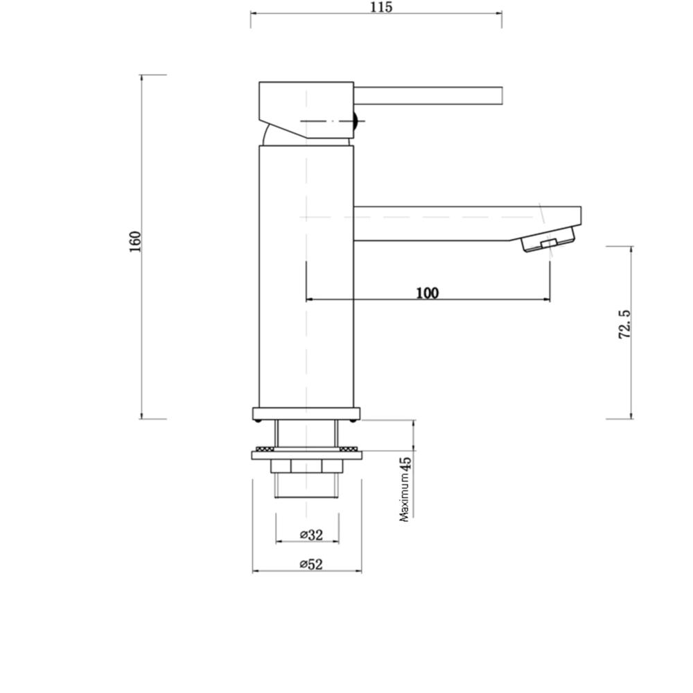 Pentro Basin Mixer drawing details