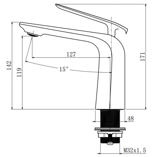 Esperia Basin Mixer drawing details