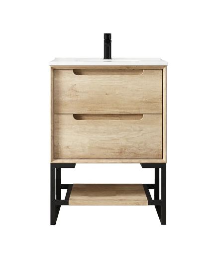 free standing Byron Vanity 600mm - Wood Grain Oak