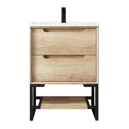 free standing Byron Vanity 600mm - Wood Grain Oak