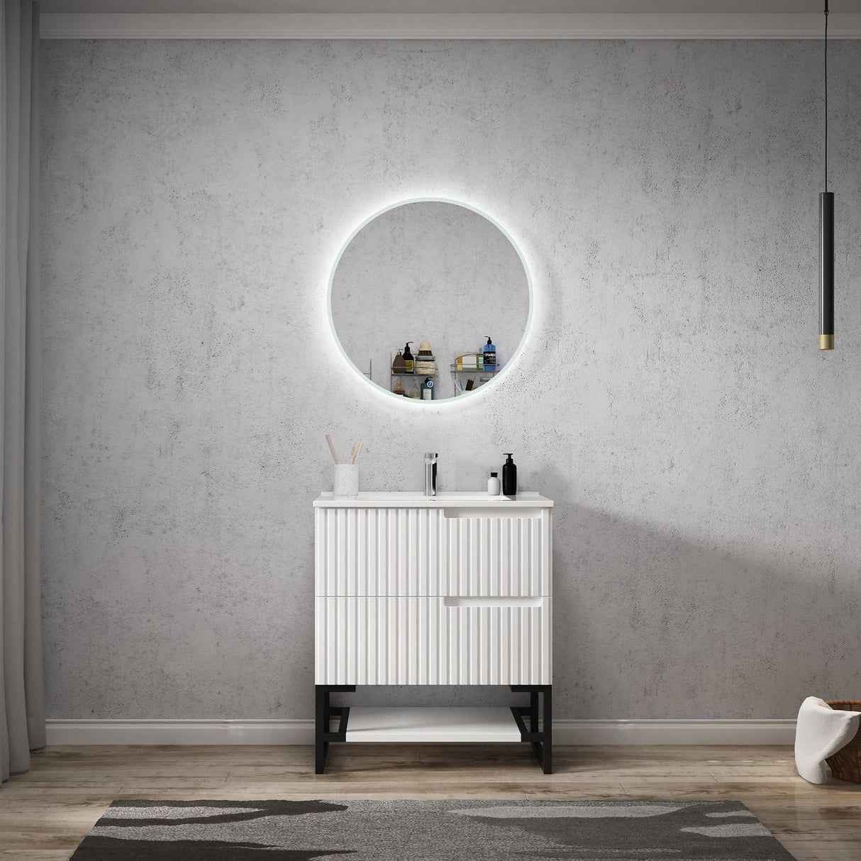 frameless mirror and free standing Noosa Vanity 1200mm - Matte White