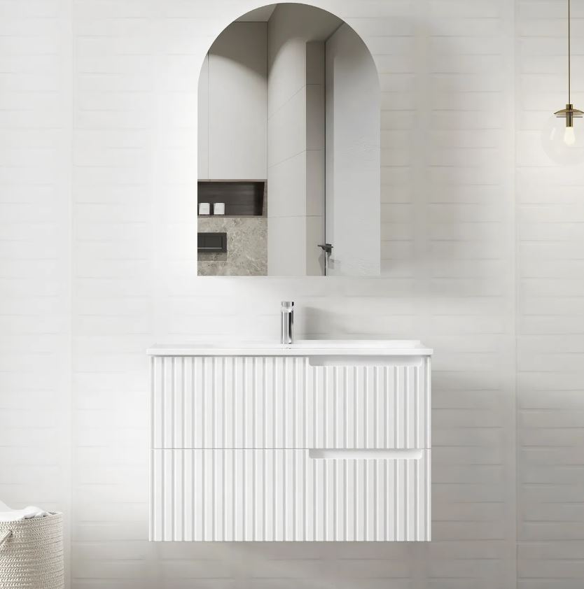 shaving cabinet and wall hung Noosa Vanity 900mm - Matte White