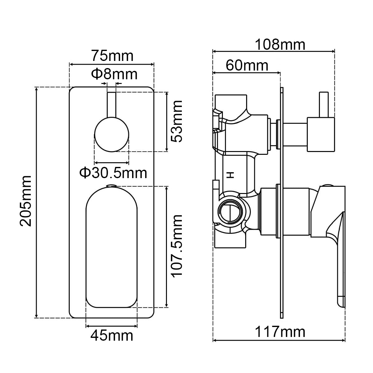 VOG - Gunmetal Diverter Mixer