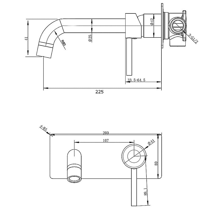 LUCID PIN - Brushed Nickel Spout Mixer