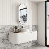 Savio 1500mm Matte White Wall Hung Vanity - Curve Fluted
