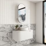 Savio 900mm Matte White Wall Hung Vanity - Curve Fluted