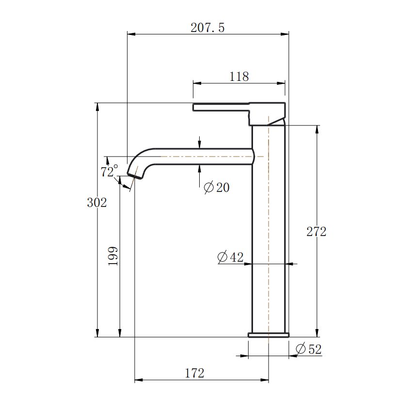 LUCID PIN - Brushed Nickel Tall Basin Mixer