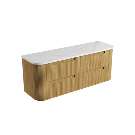 Varcelli Tier 1500mm Harvest Oak Wall Hung Vanity - Curve Fluted