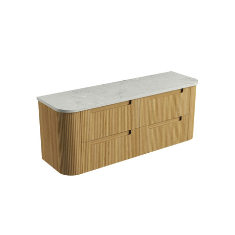 Varcelli Tier 1500mm Harvest Oak Wall Hung Vanity - Curve Fluted
