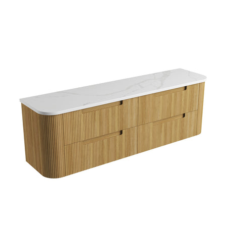 Varcelli Tier 1800mm Harvest Oak Wall Hung Vanity - Curve Fluted