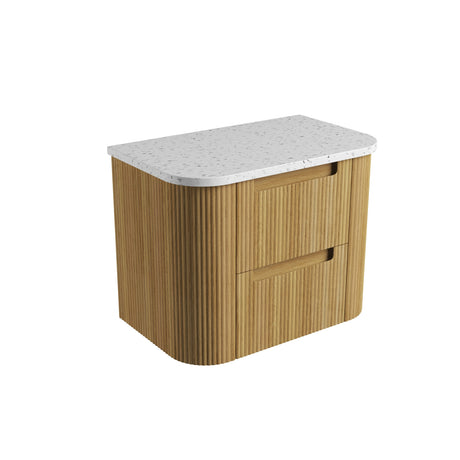 Varcelli Tier 750mm Harvest Oak Wall Hung Vanity - Curve Fluted