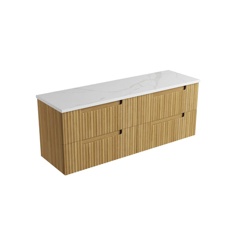 Lovina Tier 1500mm Harvest Oak Wall Hung Single Vanity - Fluted