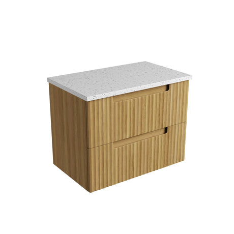 Lovina Tier 750mm Harvest Oak Wall Hung Vanity - Fluted