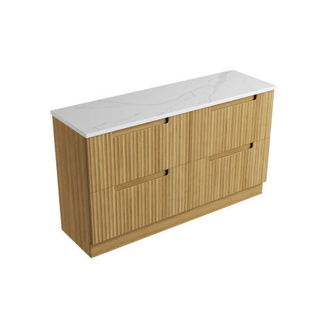 Lovina 1500mm Harvest Oak Floor Standing Single Vanity - Fluted
