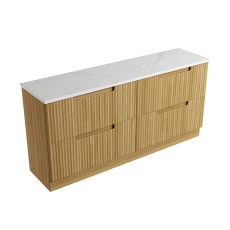 Lovina 1800mm Harvest Oak Floor Standing Double Vanity - Fluted