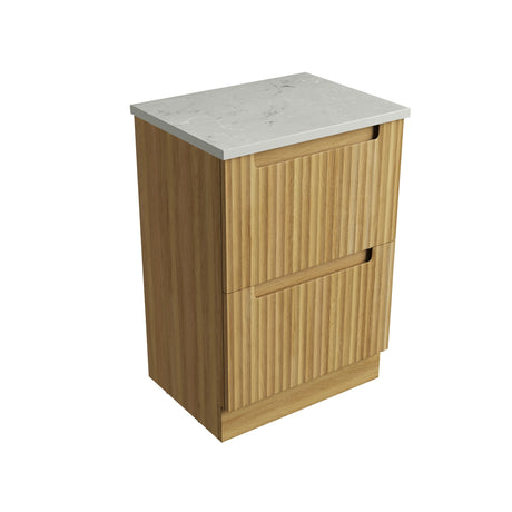 Lovina 600mm Harvest Oak Floor Standing Vanity - Fluted