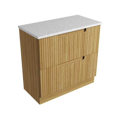 Lovina 900mm Harvest Oak Floor Standing Vanity - Fluted